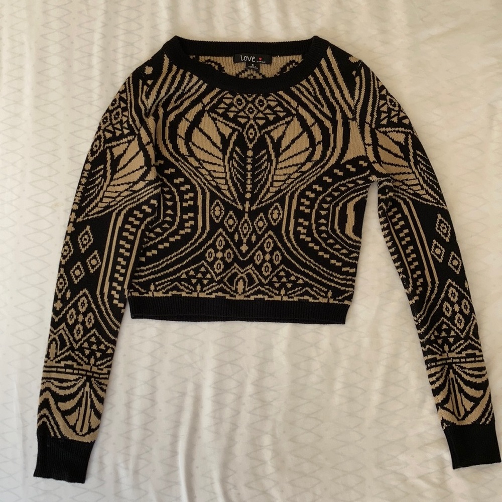 Geometric Crop Sweater